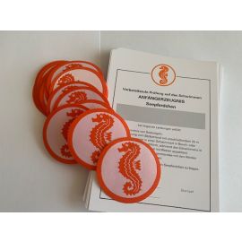 Stoffabzeichen Seepferdchen / Urkunden Set 100 St. - Easy-on Bügelbeschichtung -